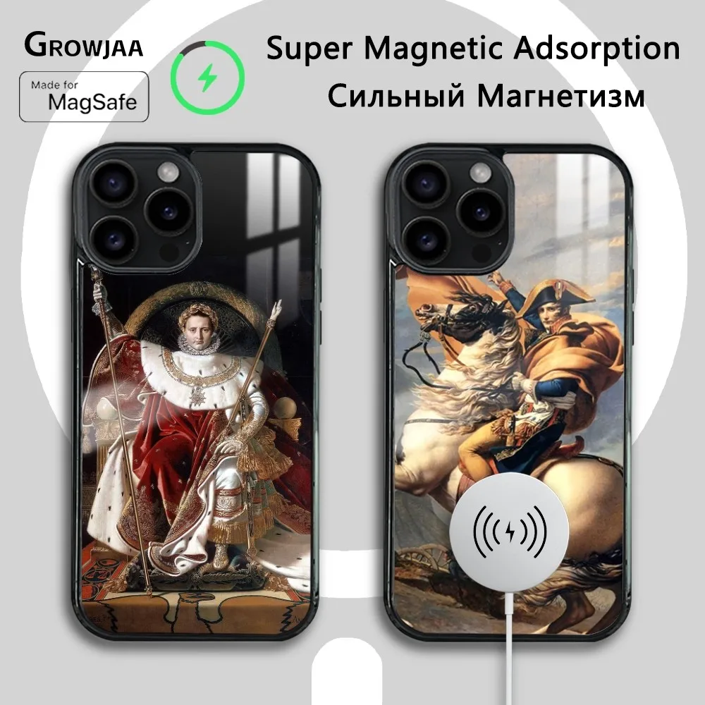 

Napoleon Oil Painting Phone Case For iPhone 16 15 14 13 12 11 Pro Max Plus Mini Magsafe Mirror Wireless Magnetic Cover