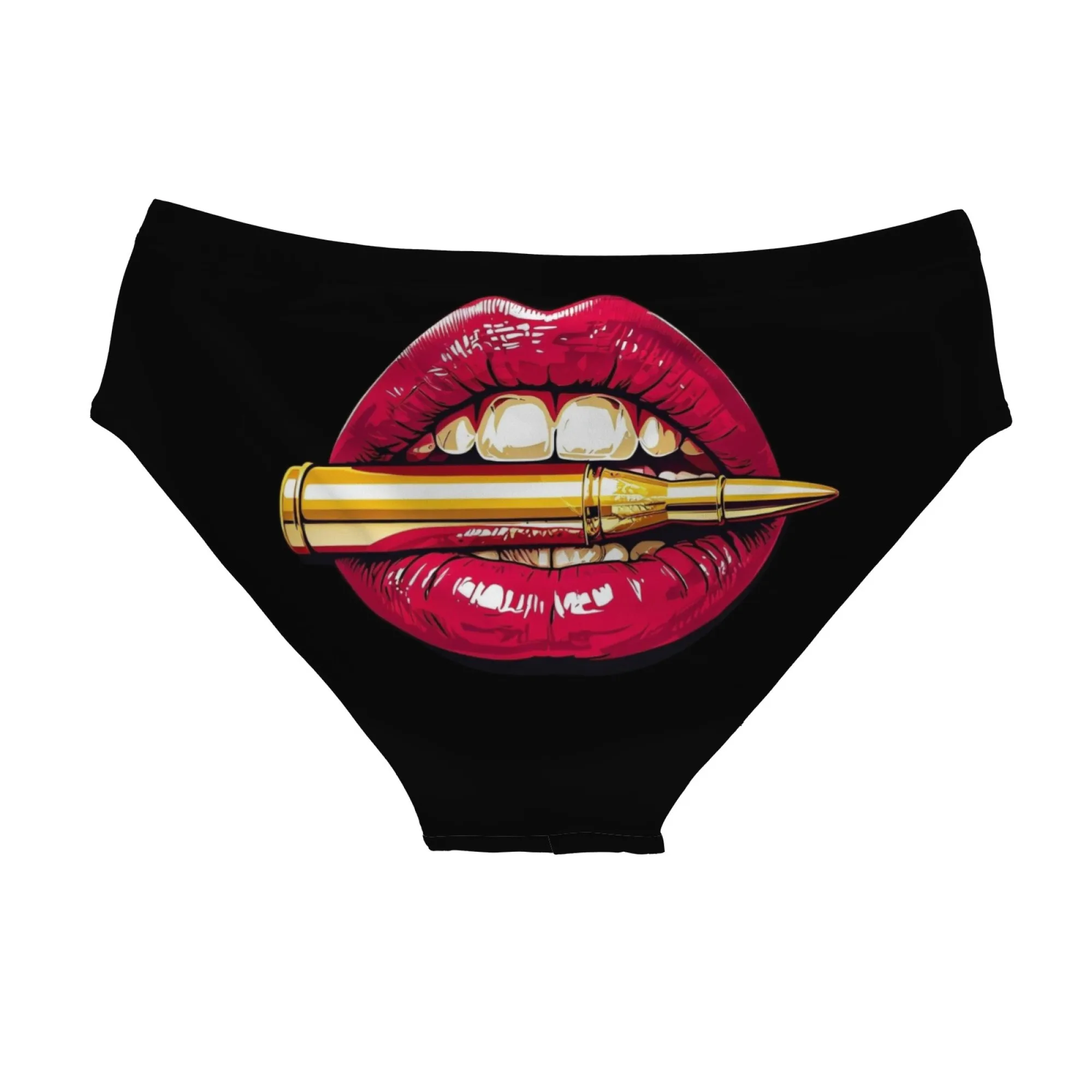 Red Lips Bite Bullet Swim Trunks Durable Slim Fit Drawstring Triangle Trunks Water Park Island Sunbathing Men's Vacation Gift