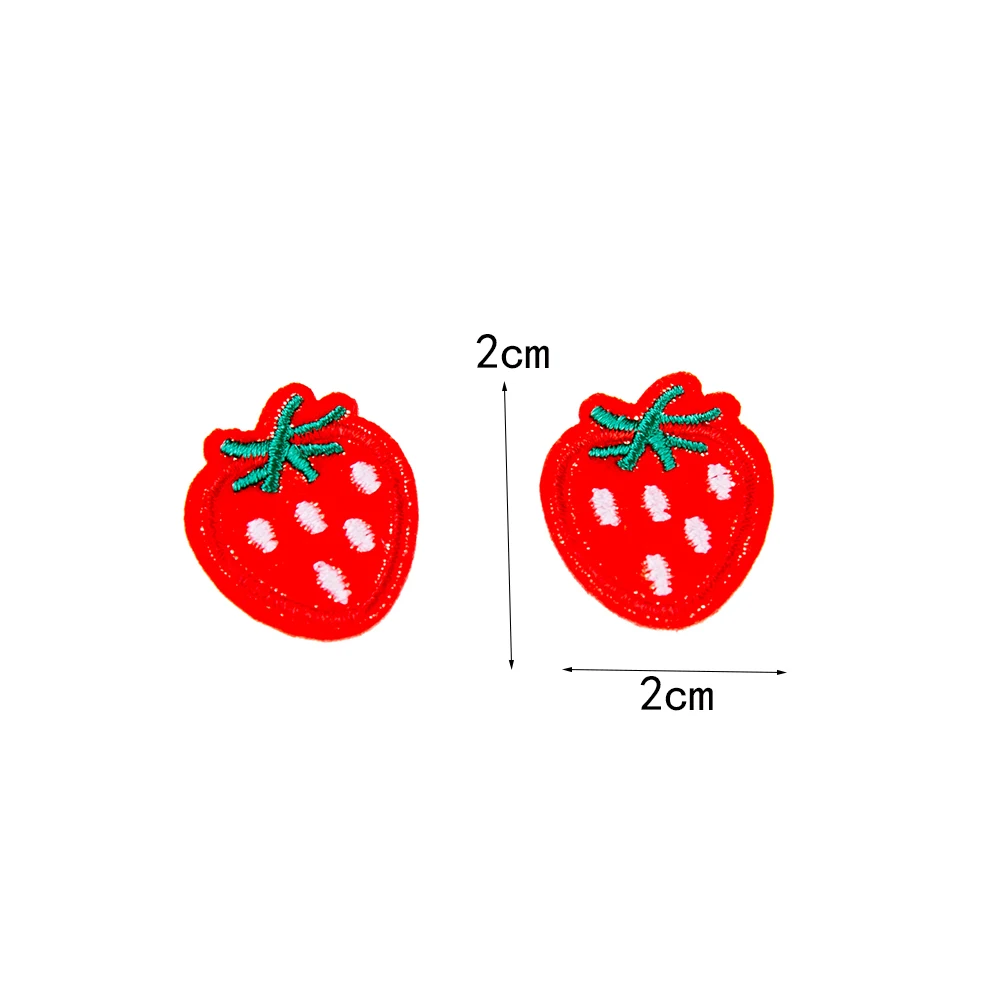 10Pcs Red Small Strawberry Iron On Embroidered Patches Fabric DIY Clothes Cute  Jacket Accessories Repair