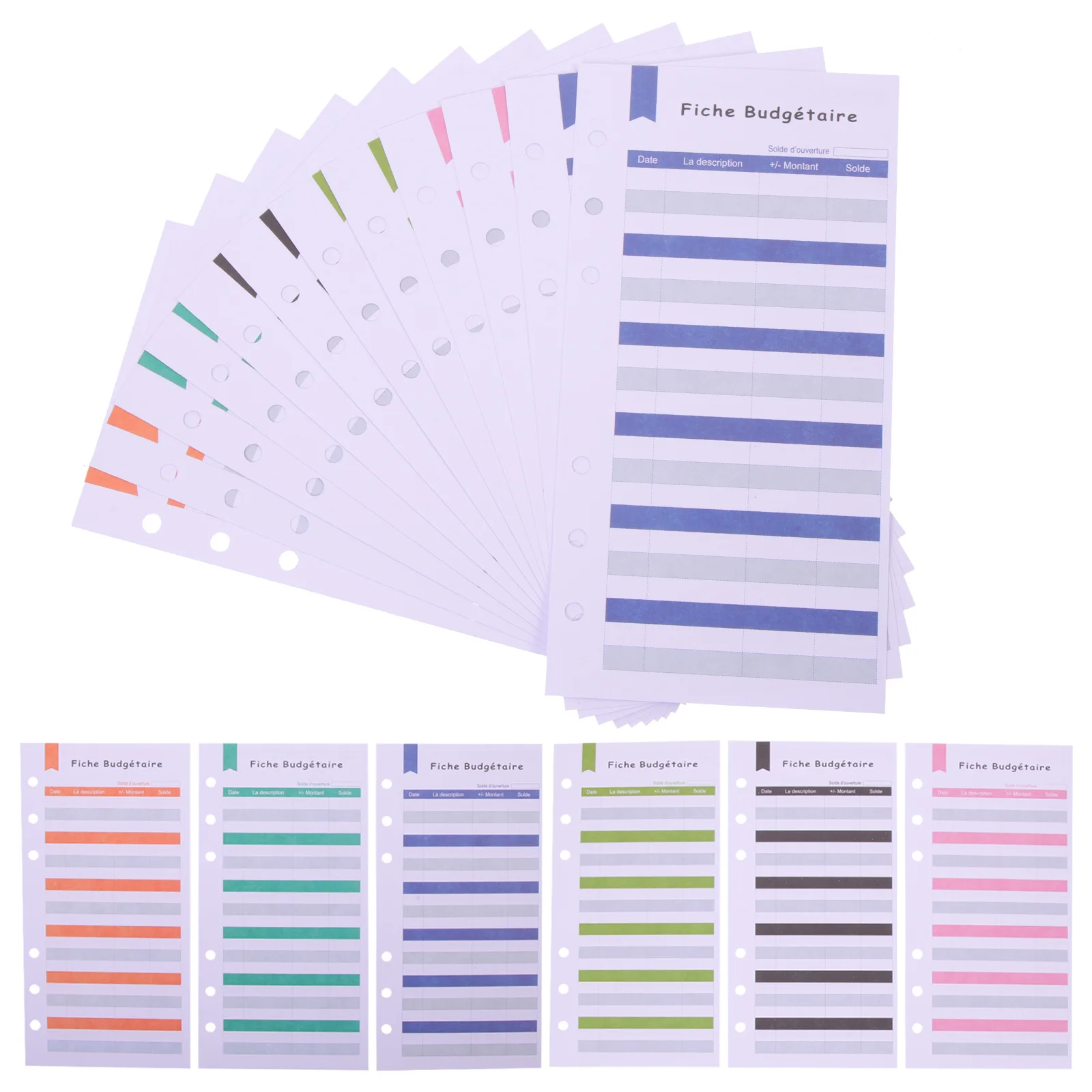 24 Sheets Budget Sheet Inserts Premium Quality Financial Planning Cards for Home Office Business Use Punch Hole Design Cash
