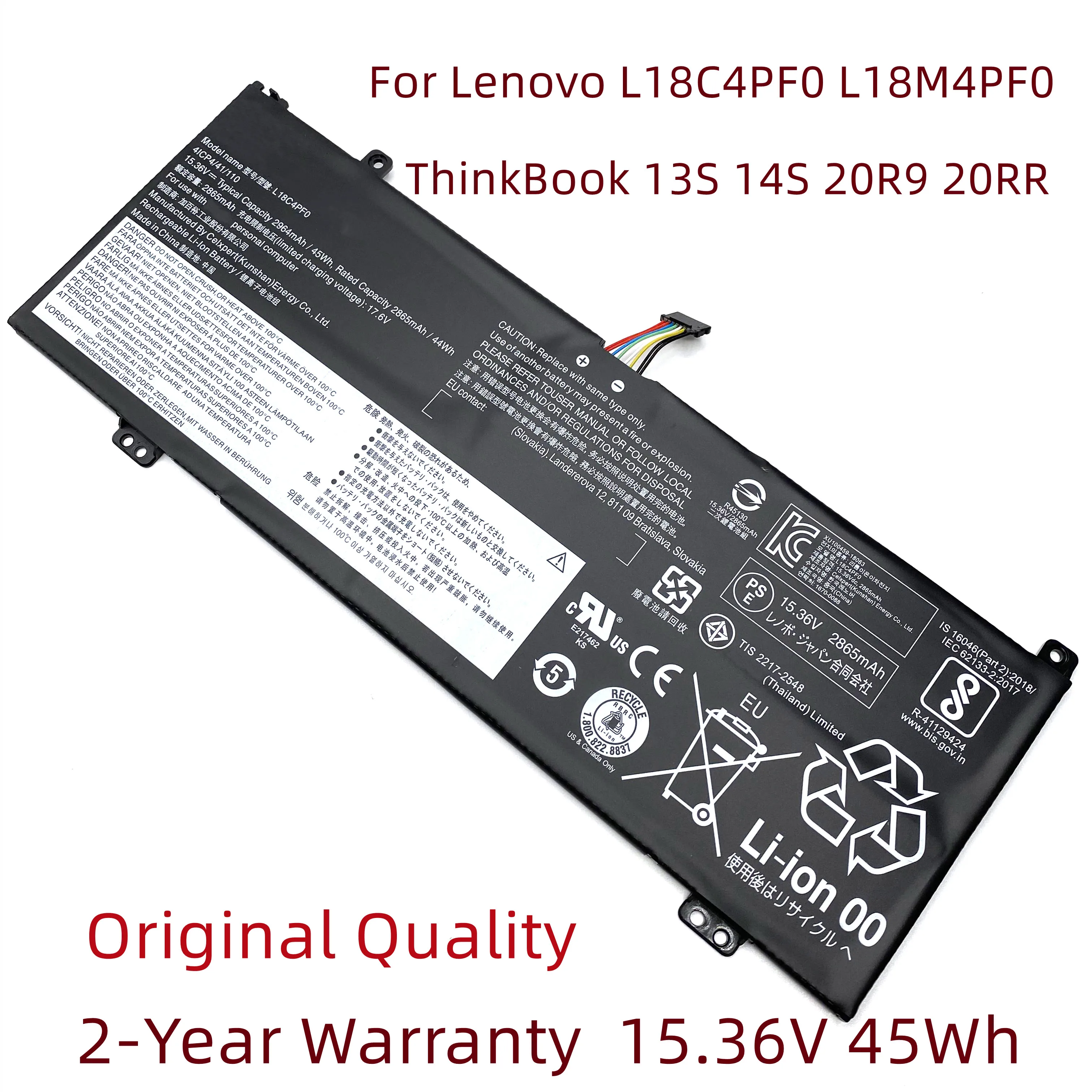 New L18C4PF0 Laptop Battery For Lenovo ThinkBook 13S-IML 13S-IWL 14S-IML 14S-IWL 20RR 20RS 20R9 20RM Series L18D4PF0 L18M4PF0