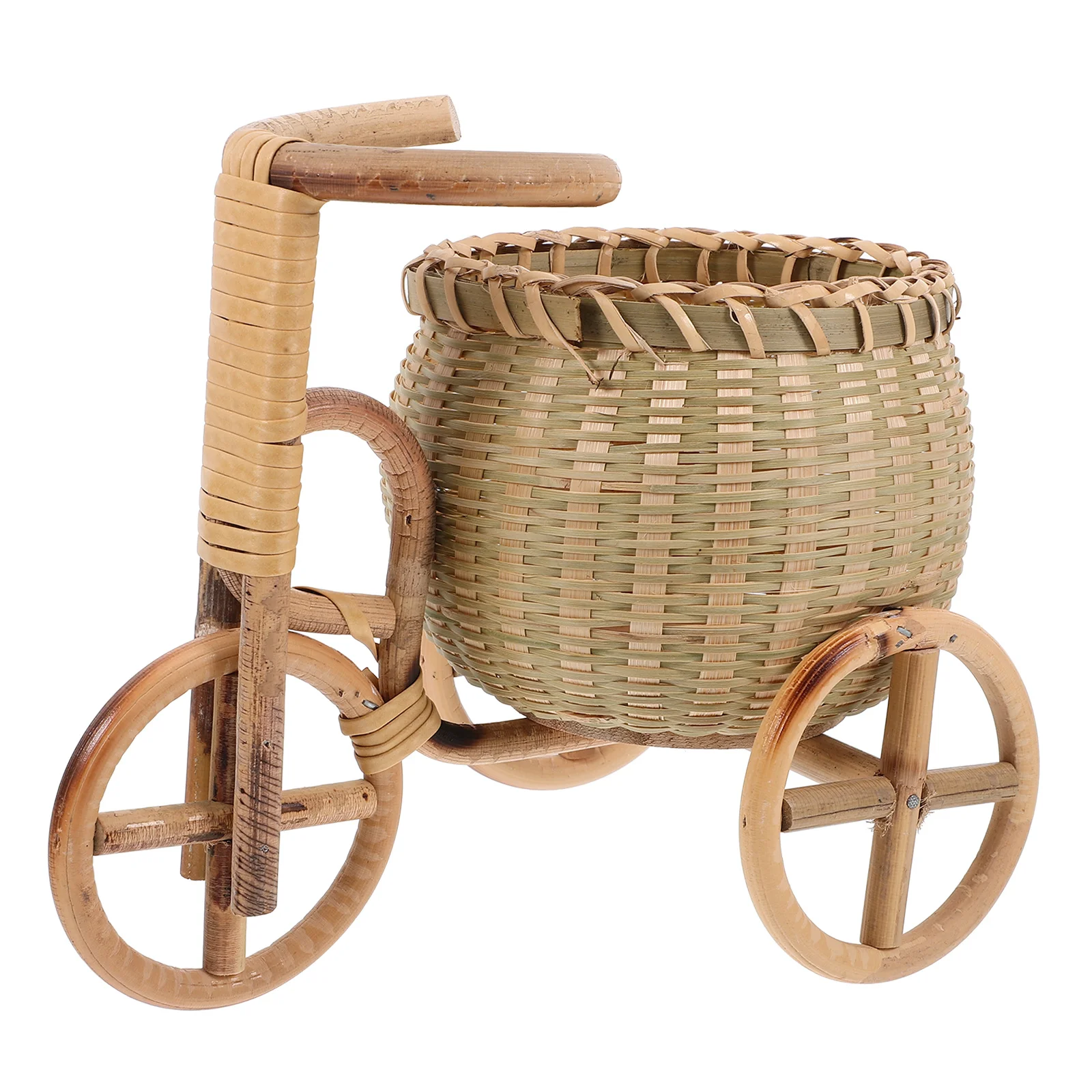 

Bamboo Woven Tricycle Basket Multi-Use Storage for Candies Flowers Fruits Snack Bread Basket Household Decor Party Favor
