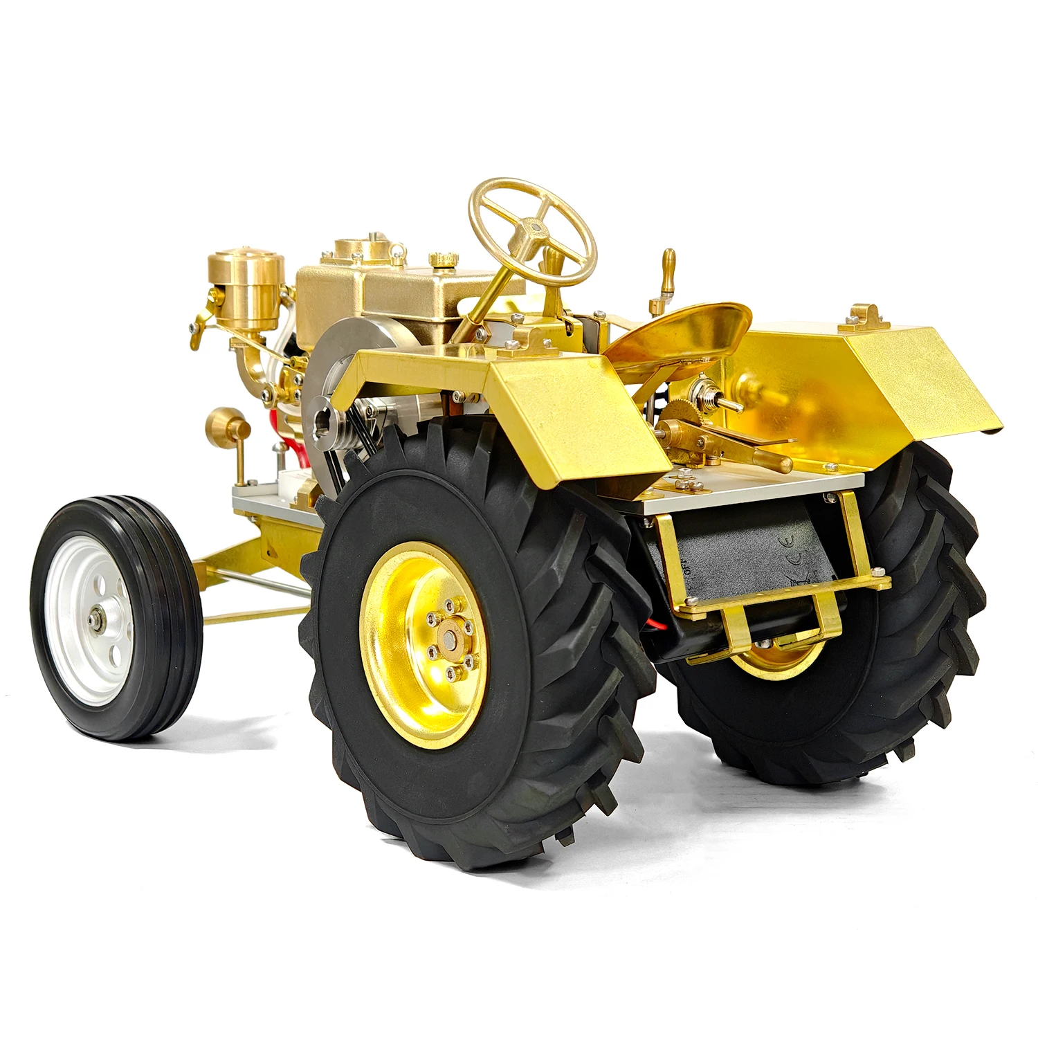 T26 Mini Single-Cylinder Tractor Model  Small Fuel-Powered Tractor  Simulation Toy Car Ornament Gift for Boys