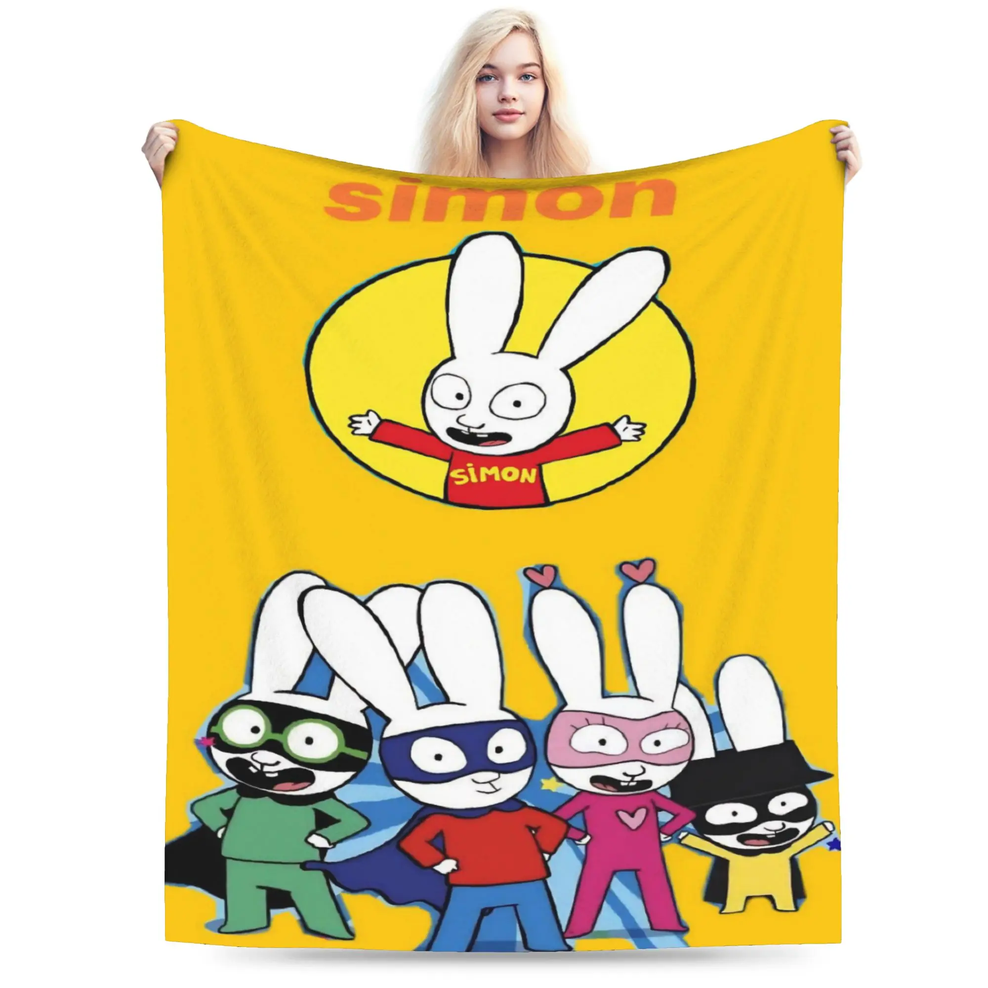 Simon Super Rabbit Blankets Ultra-Soft Flannel Comfort Gifts  Throw Blanket Bedspreads