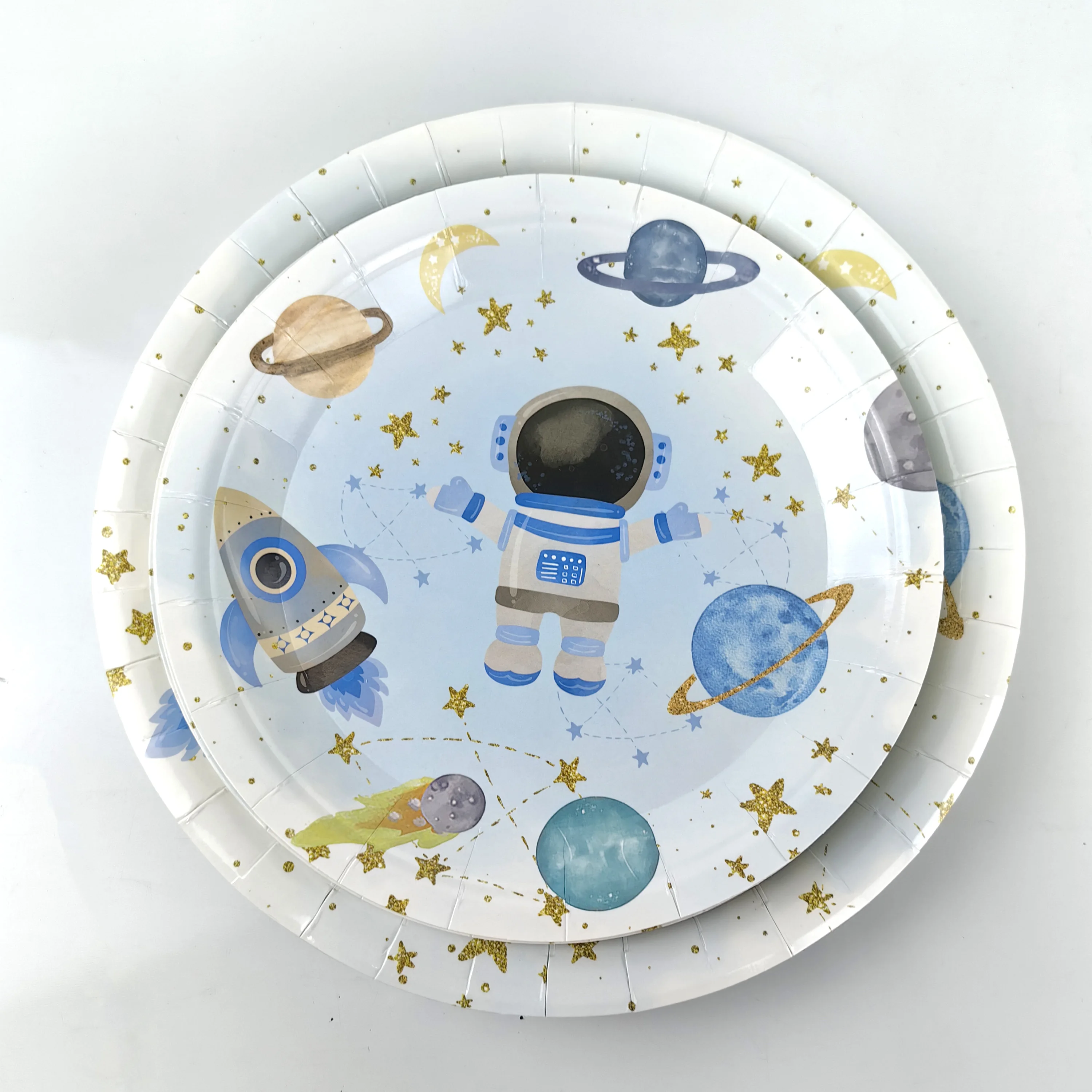 Blue Space Astronaut Pattern Disposable Tableware Plates Cups Napkins Boys Outer Space Theme Party Birthday Party Decor Supplies