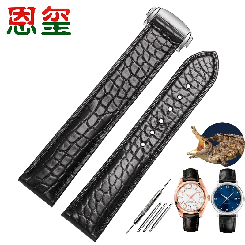 Selected Crocodile Genuine Leather Strap Suitable Sor Omega Radar Series Men's Watch Chain19 20 21 22mm