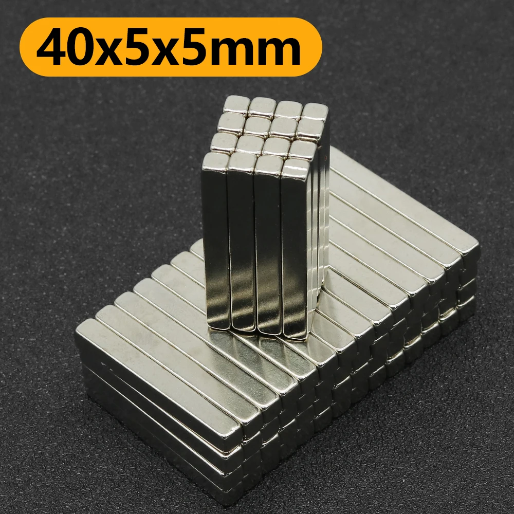 1~100Pcs 40x5x5mm N35 NdFeB Block Magnet Super Powerful Neodymium Magnets  Strong Permanent Magnetic imanes 40*5*5