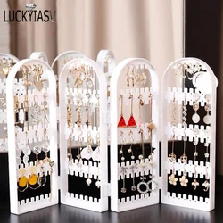 Jewelry Display Rack Necklaces Rings Plastic Folding Holder Large Capacity Bracelets Storage Hanger with Stud Earrings Holes