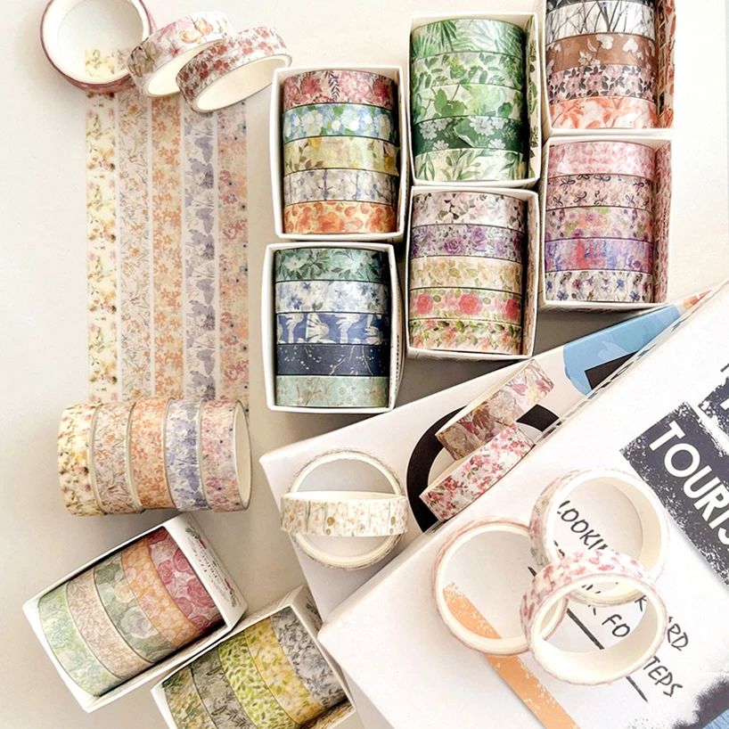 5Rolls Flowers Washi Tape Small Diary Decoration Washitape Basic Cinta Adhesiva Decorativa Scrapbooking Supplies Washi Tapes