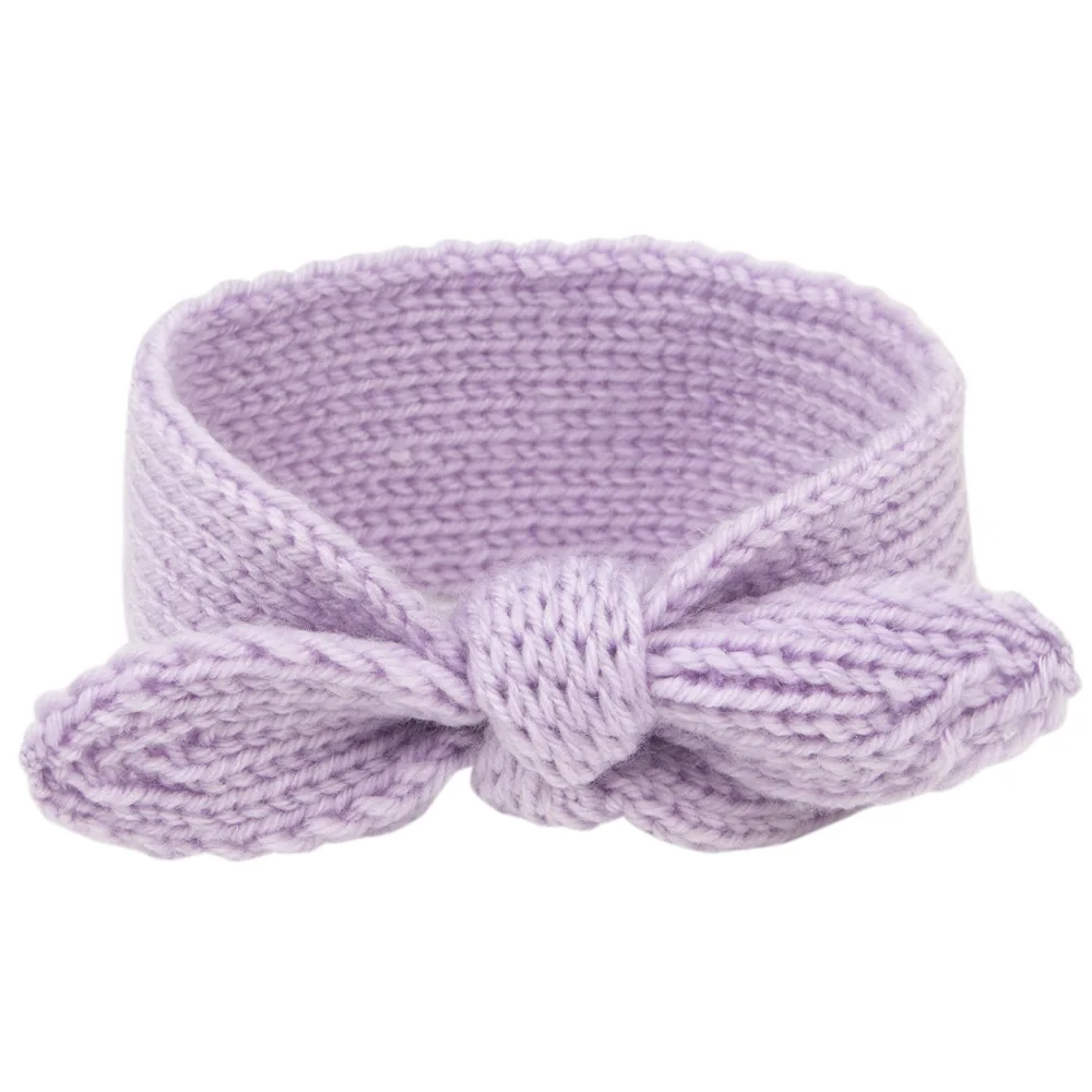 European  American autumn winter children\'s wool headband baby solid color rabbit ear elastic knitted headband color thickened