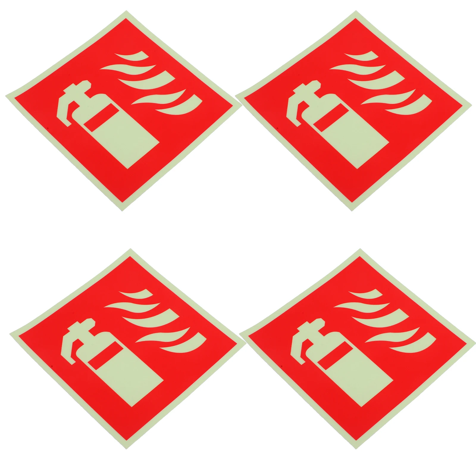 

4 Pcs Fire Safety Signs Self Adhesive Glow in Dark Extinguisher Stickers Warning Labels Traffic Markers Square Decals Easy Apply