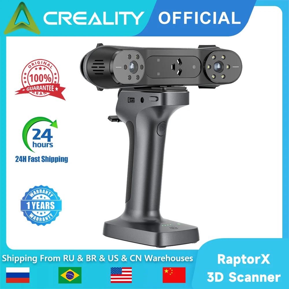 Creality RaptorX 3D Scanner Wireless Hybrid Blue Laser NIR Scanner 34+7 Blue Laser Lines 60fps 0.02 mm Accuracy Objects 5-4000mm