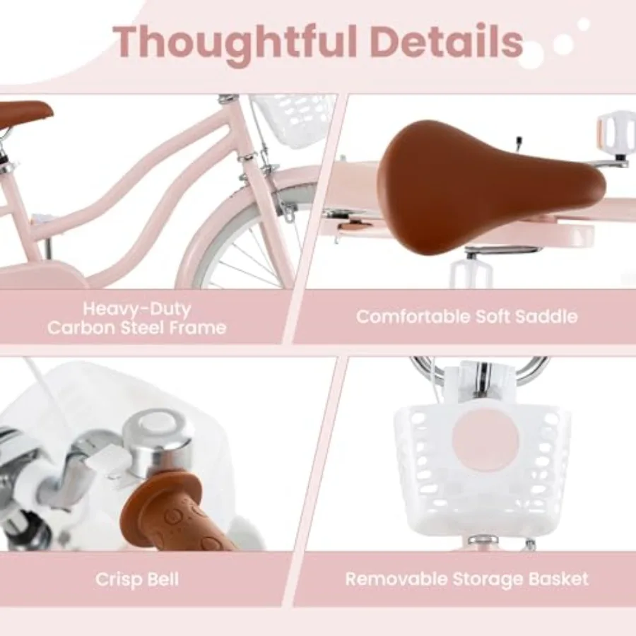 Bicicleta de 12, 14, 16 y 18 pulgadas para niños pequeños de 3 a 8 años con ruedas de entrenamiento, frenos de montaña, sillín ajustable, manillar Bask