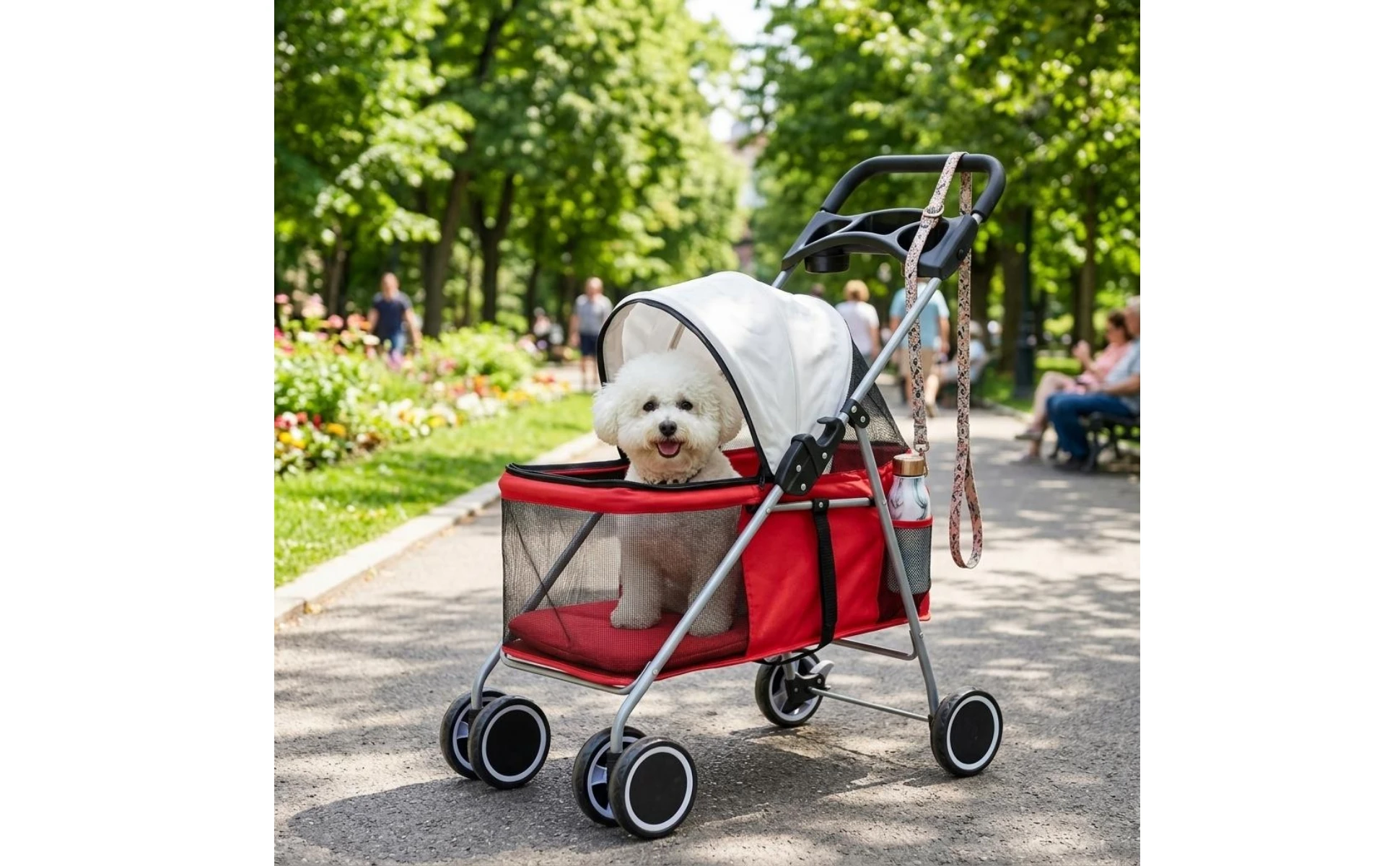 Foldable Pet Stroller twinWheel Pet Carrier for Outdoor Transport