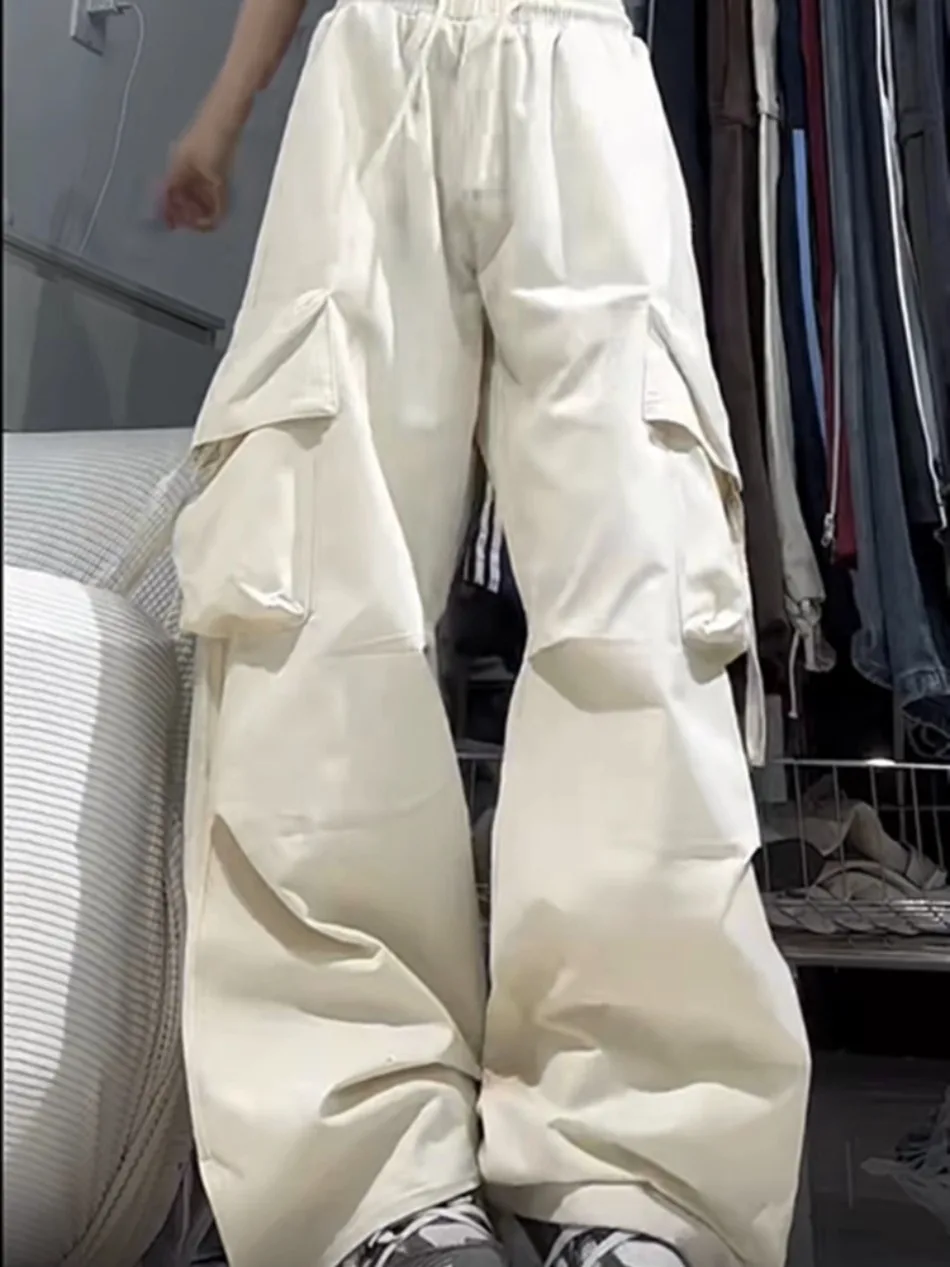 Neue Frauen Y2K Cargo Hosen Mode Lässig Hohe Taille Große Taschen Hip Hop Hosen Weibliche Streetwear Kordelzug Baggy Jogginghose – Detail 6