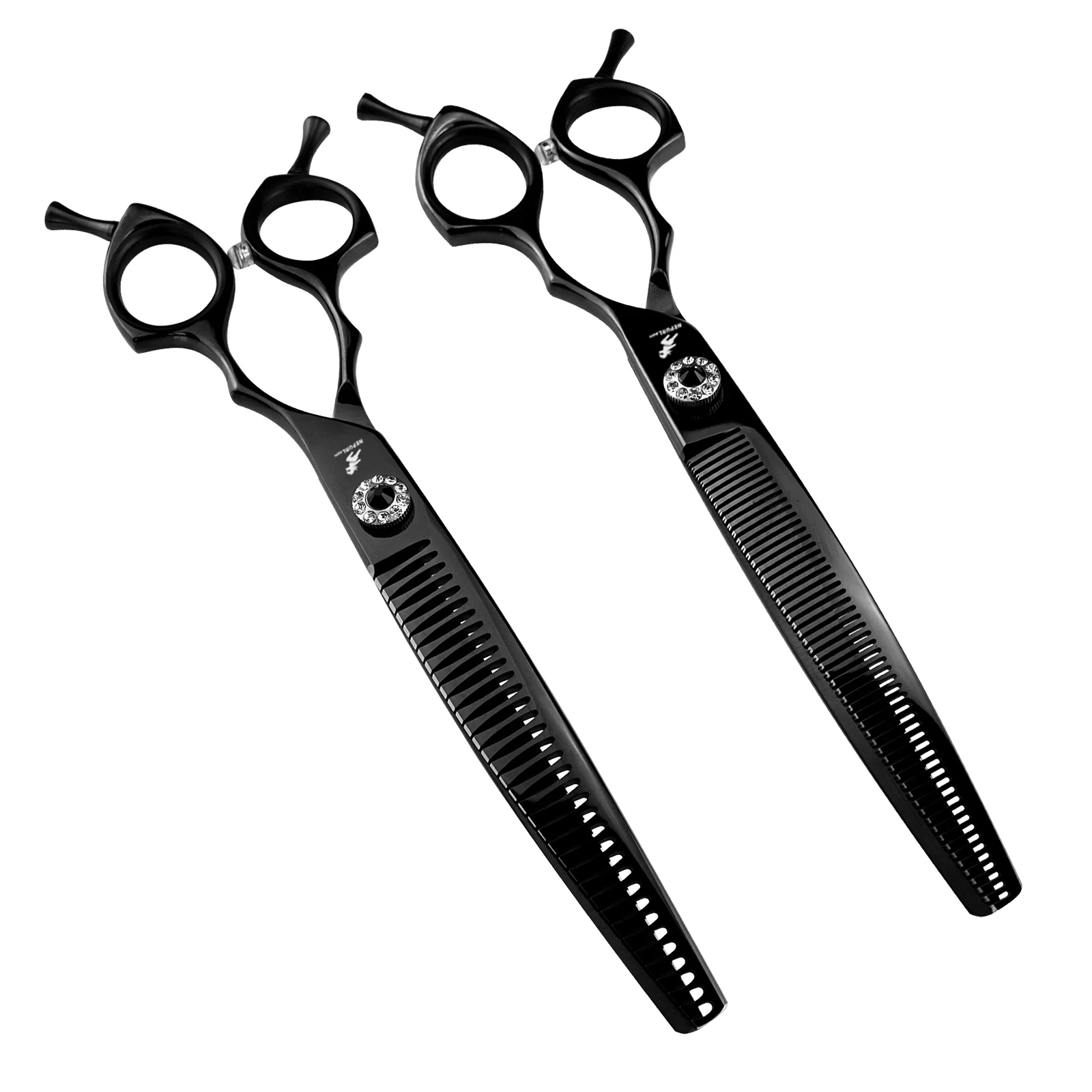 

Dog Grooming Scissors Professional Japan 440C 7.5" Pet Scissors Gold Dog Curved Thinning Scissors Bend Down Chunker Shears