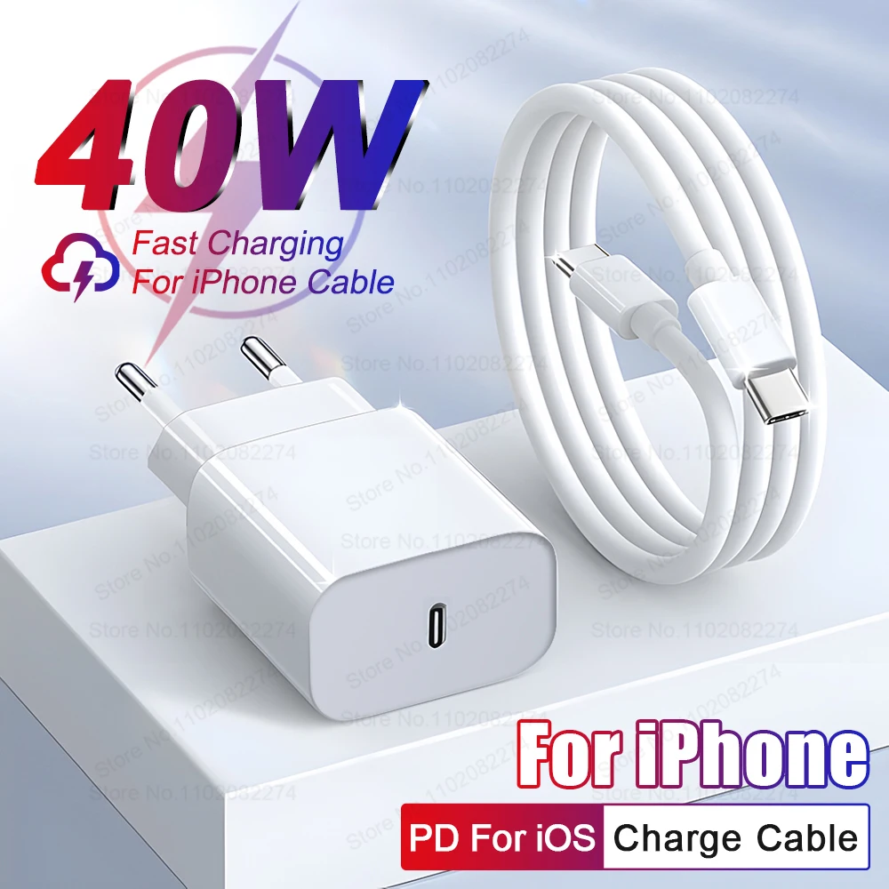 PD 40W USB C Charger For iPhone 16 15 14 13 12 11 Pro Max Plus Fast Charging USB C Type C Cable For iPad Air Charger Accessories