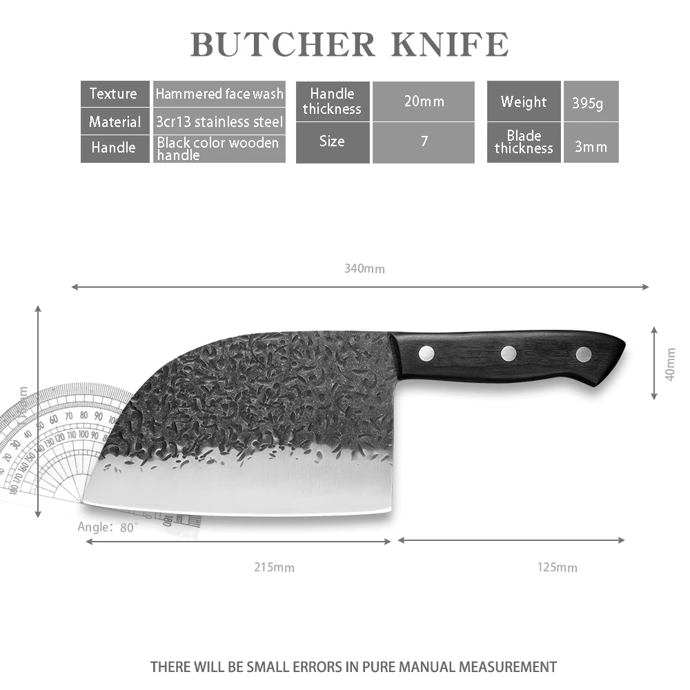 7 Inch Wood Butcher Knife Serbian Chef\'s Knife High Hardness Stainless Steel Cleaver Knife Chop Vegetable Slicing Kitchen Knives