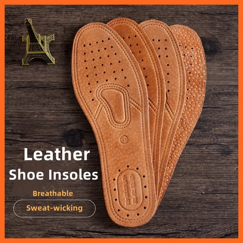 1 Pair Cowhide Insoles For Shoes Men Comfortable Deodorant Casual leather Insole Feet Quality Genuine Leather Flats Shoe Sole