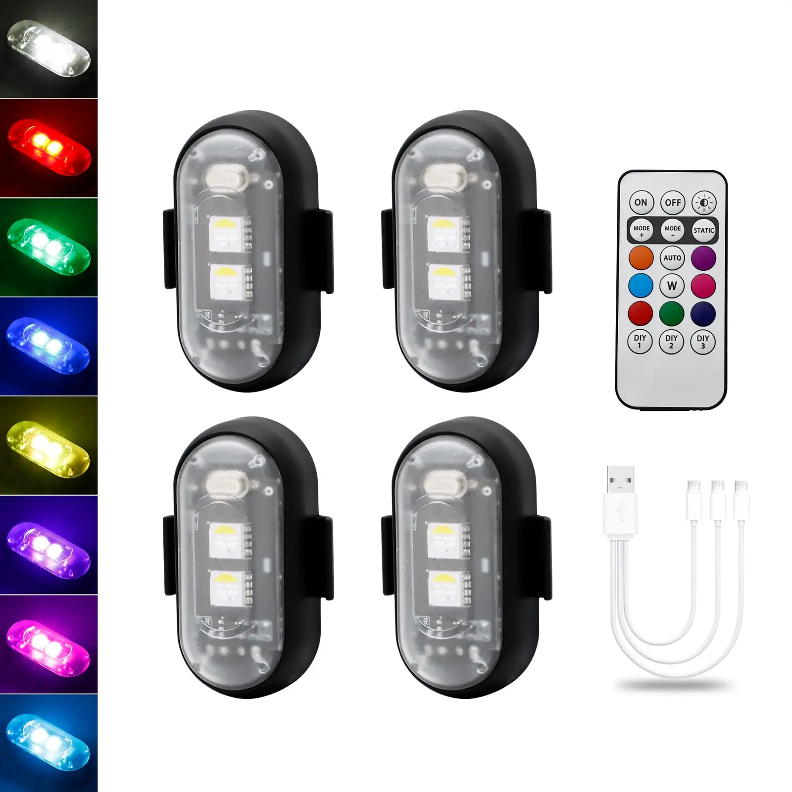 Wireless Car Atmosphere Light LED Strobe Lights Warning Lights RGB Led Aircraft Strobe Lights Car Motorcycle LED Lamp