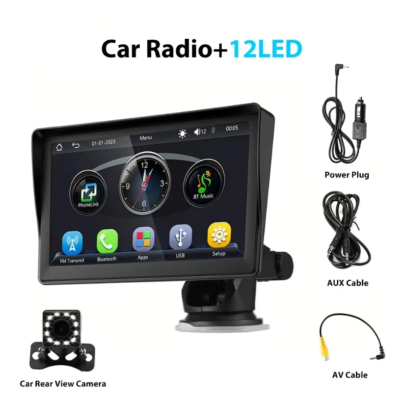 CarPlay Android Auto Sync Datum und Uhrzeit Auto-Radio Multimedia-Videoplayer 7 Zoll tragbarer Touchscreen mit USB für Rückfahrkamera