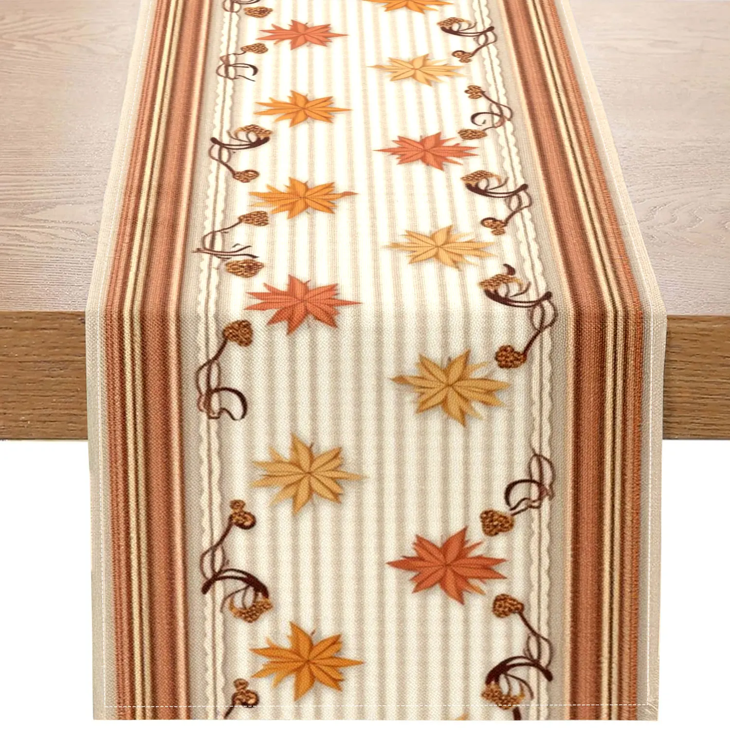 1 Piece of Autumn Maple Leaf Themed Table Runner, Featuring 