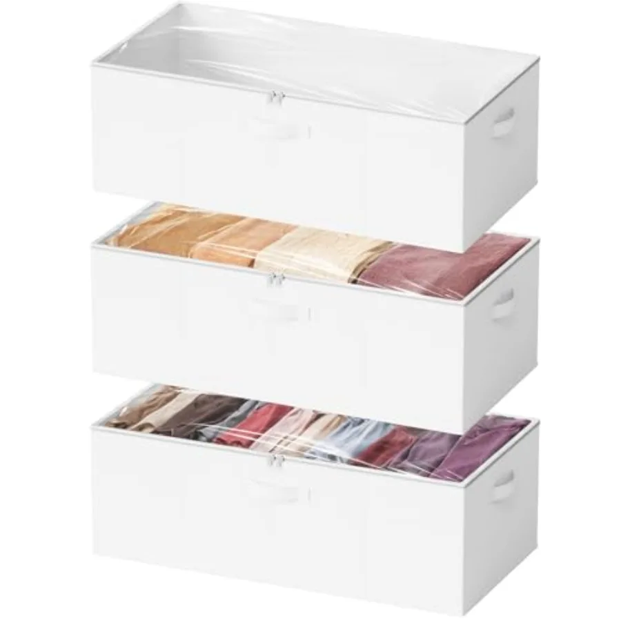 

3 Pack 10" High Under Bed Storage Containers, Large Underbed Storage Organizer Bins with Lids for Bedroom, Dorm, Clothes, Close