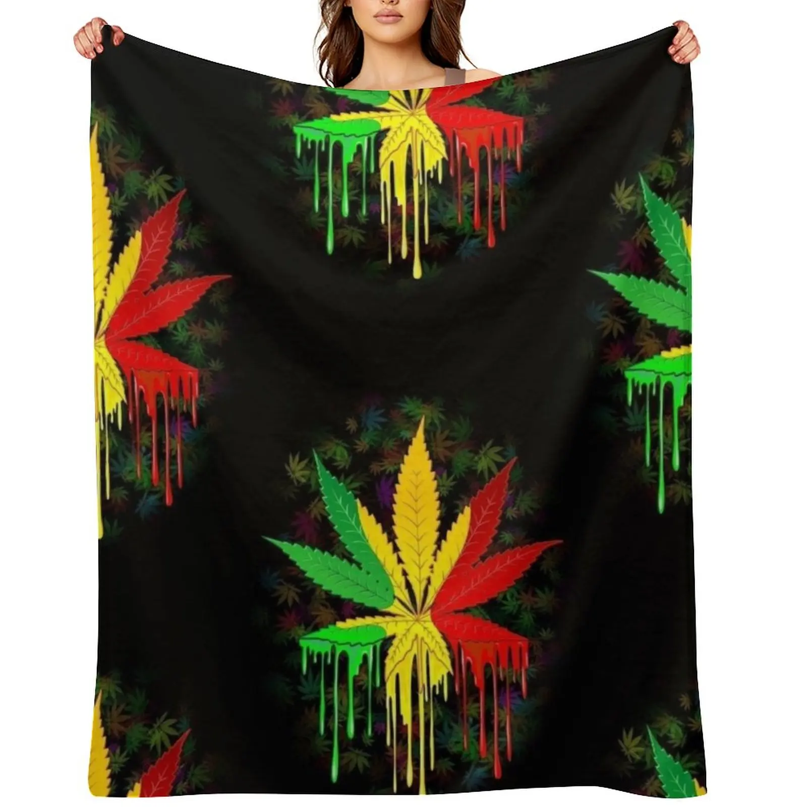 

Weed Leaf Throw Blanket Furry Decorative Sofas Bed Fashionable Decorative Sofa Blankets