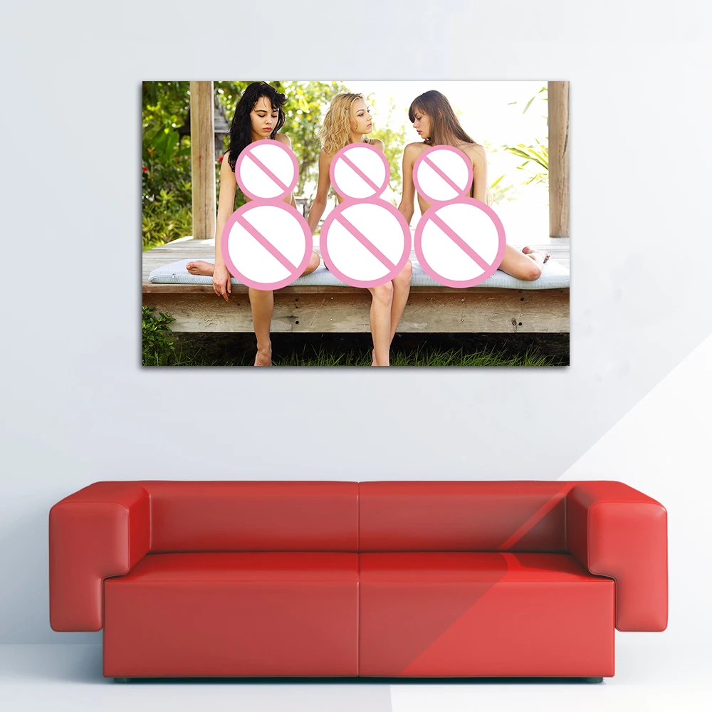 Aesthetic Room Decor 3 Beautiful Girl Canvas Painting Wall Art Posters and Prints Pictures for Living Room Home Decoration