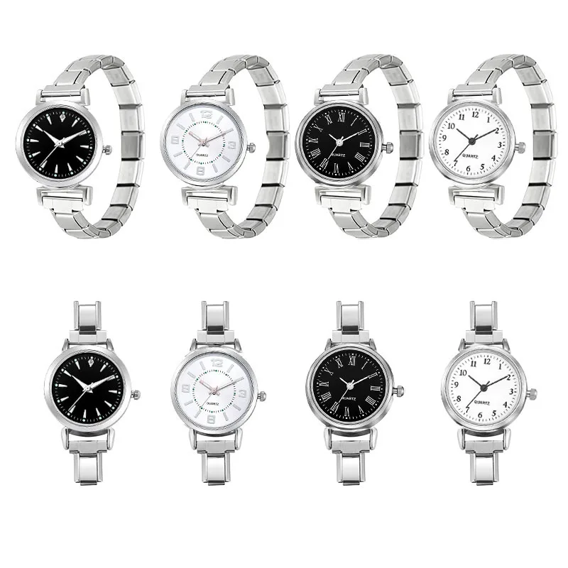 Neutral Elegant Italian Charm Watch Head Plain Round Dial Thin Steel Strap Trendy Student Unisex Stacking Quartz Wristwatch