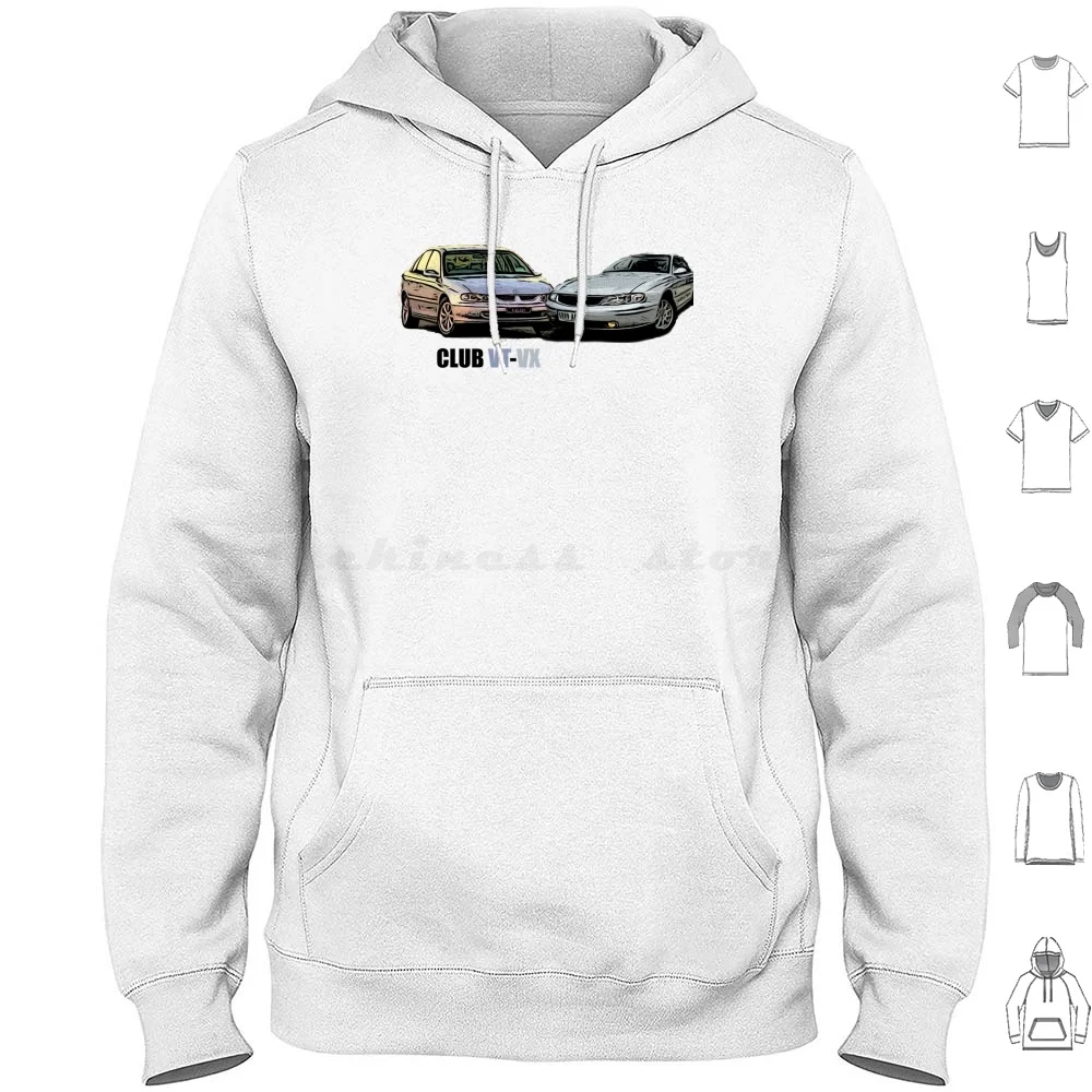 Club Vt-Vx Silver Calais Hoodie Cotton Long Sleeve Club Vt Vx Holden Commodore Calais Silver Car