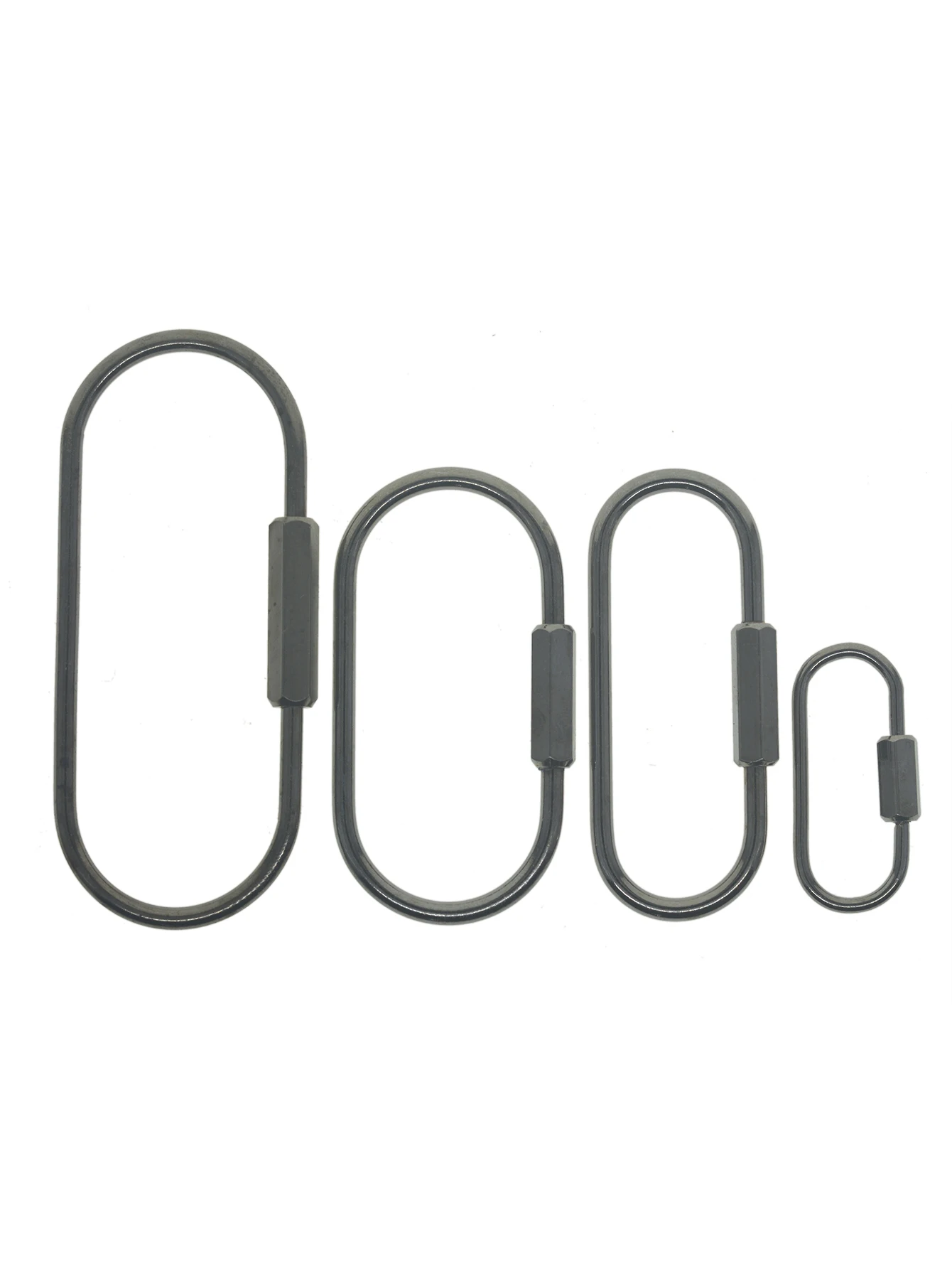 Jet Black Brass Wire Carabiner Keyring - Screw Locking Oval Run Course 4 Sizes Available 36mm to 80mm EDC DIY Key Chains