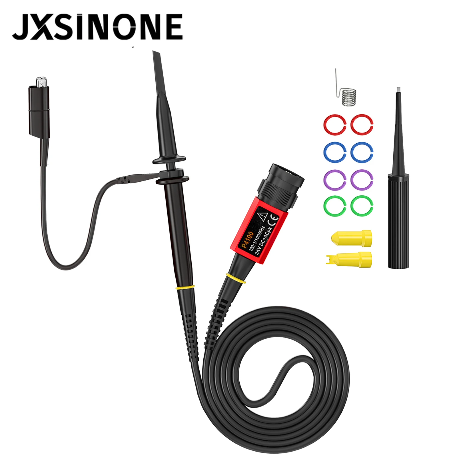 JXSINONE P4100 100MHz High Voltage Oscilloscope Probe 2KV with Accessory Kit 2000V 100:1 100X