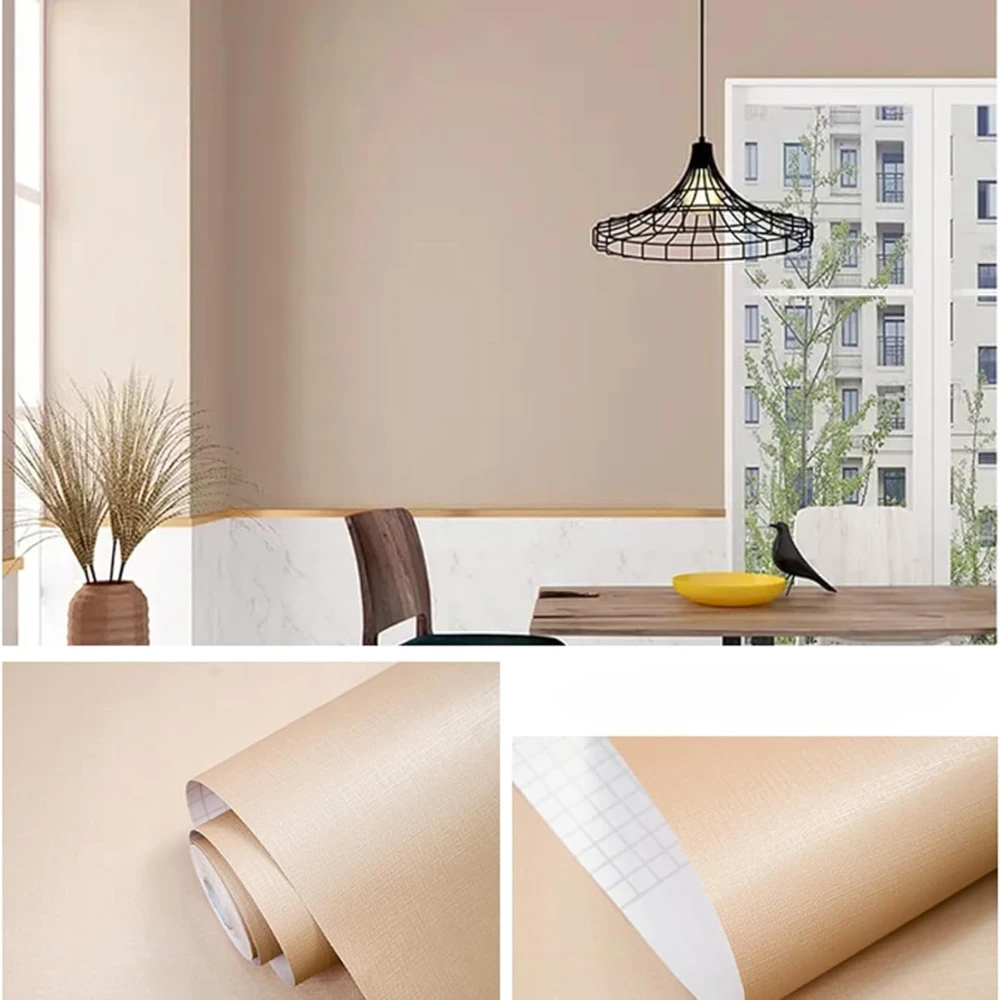 Solid Color Self-adhesive Wallpaper Contact Paper Thickened Texture Waterproof Detachable Bedroom Room Decorative Wall Sticker