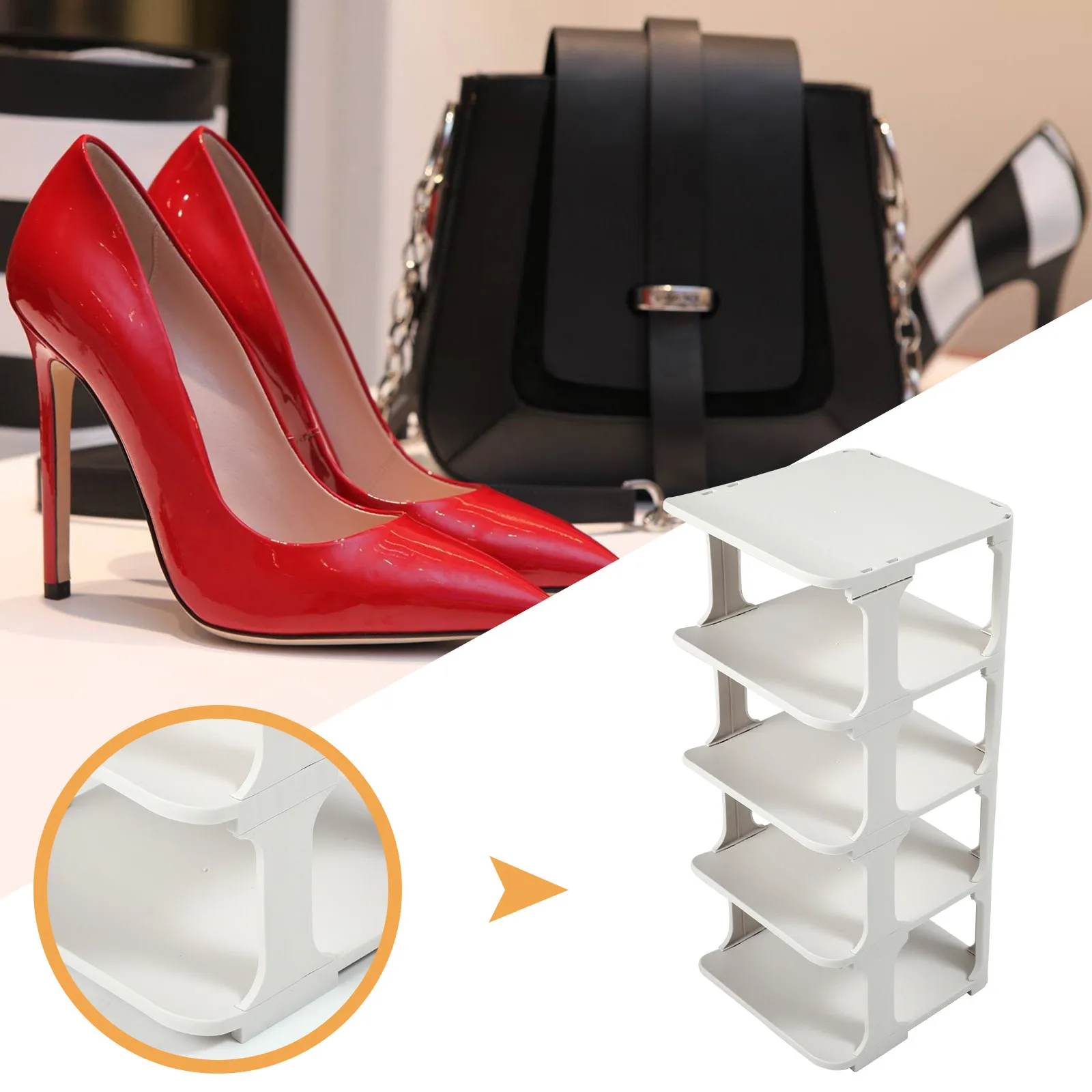 Shoe Organizer Stackable Modular Plastic Shoe Rack Space Saving Multi Layer Large Capacity Storage Holder