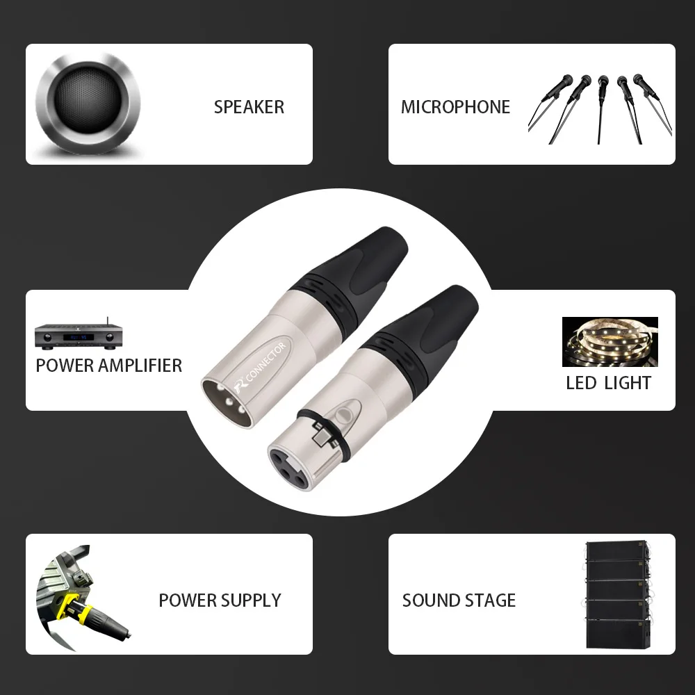 Imagem -05 - Pinos Xlr Connector Audio Plug Microfone Speaker Connector Masculino & Feminino Cor Mic Connector 25sets 50 Pcs