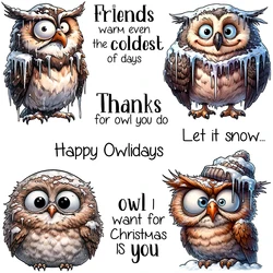 Mangocraft Cute Owl Birds In Winter Day Cutting Dies Clear Stamp DIY Scrapbooking Metal Dies Silicone Stamp For Card Album Craft