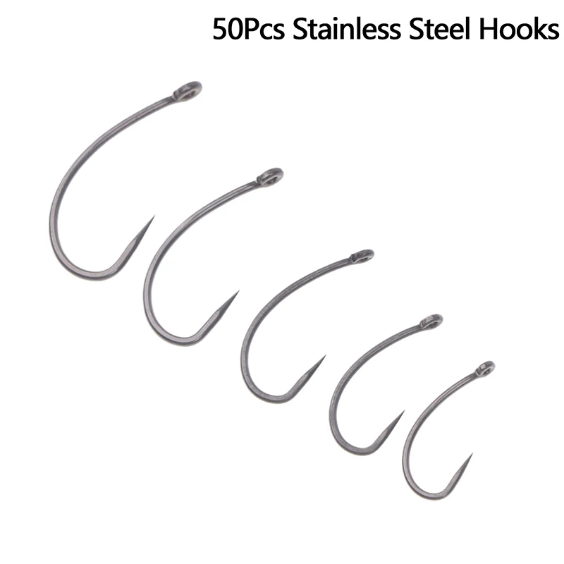 50Pcs Coating High Carbon Stainless Steel Barbless Hooks Fishing Hook Fishing Tool Accessories