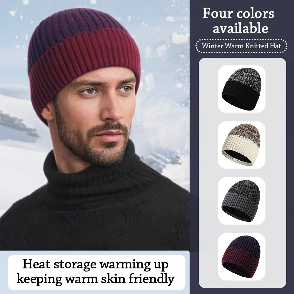 

Fashion Warm Winter Hat Thickened Elastic Beanie Hats Casual Ear Protection Pompoms Hat for Men