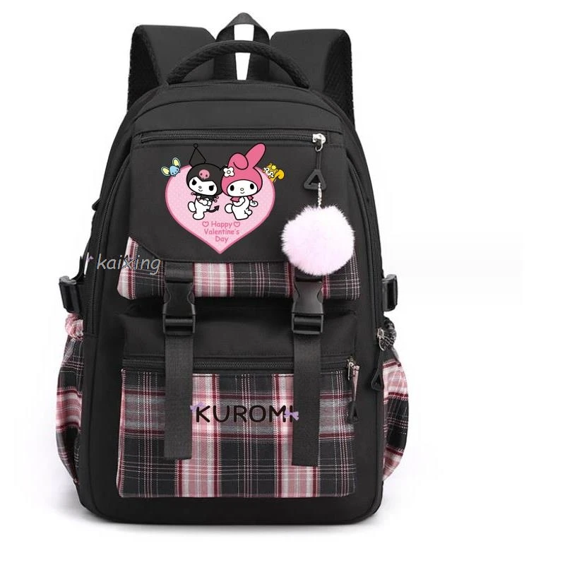 Lovely Kuromi Melody Backpack Teenager Girl Canvas Backpack Schoolbag Large Capacity School Bookbag Rucksack Travel Bag Mochila