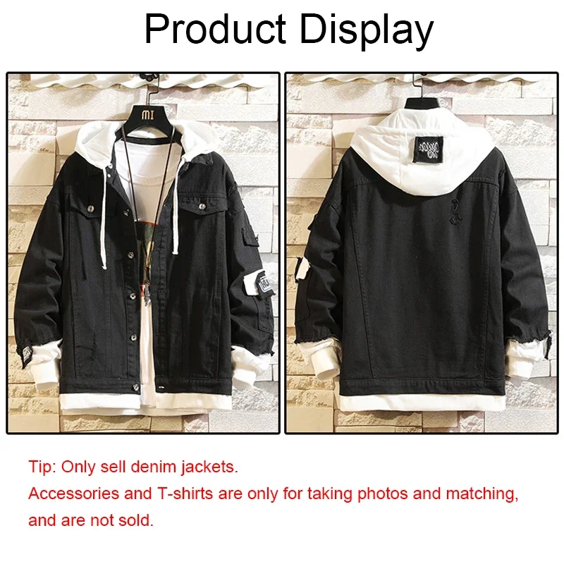 Custom denim jacket anime cosplay jackets unisex loose casual denim fake two-piece coats custom pattern