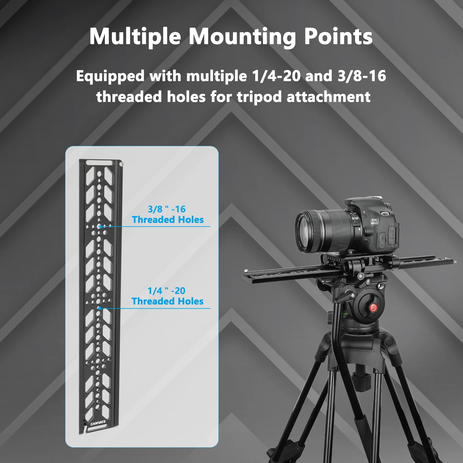 HDRig 8" & 15,7" ARRI Standard-Unterschwalbenschwanzplatte, für Schnellwechsel-ARRI-Plattenklemme, mit 1/4" und 3/8" Loch für BMPCC 4K