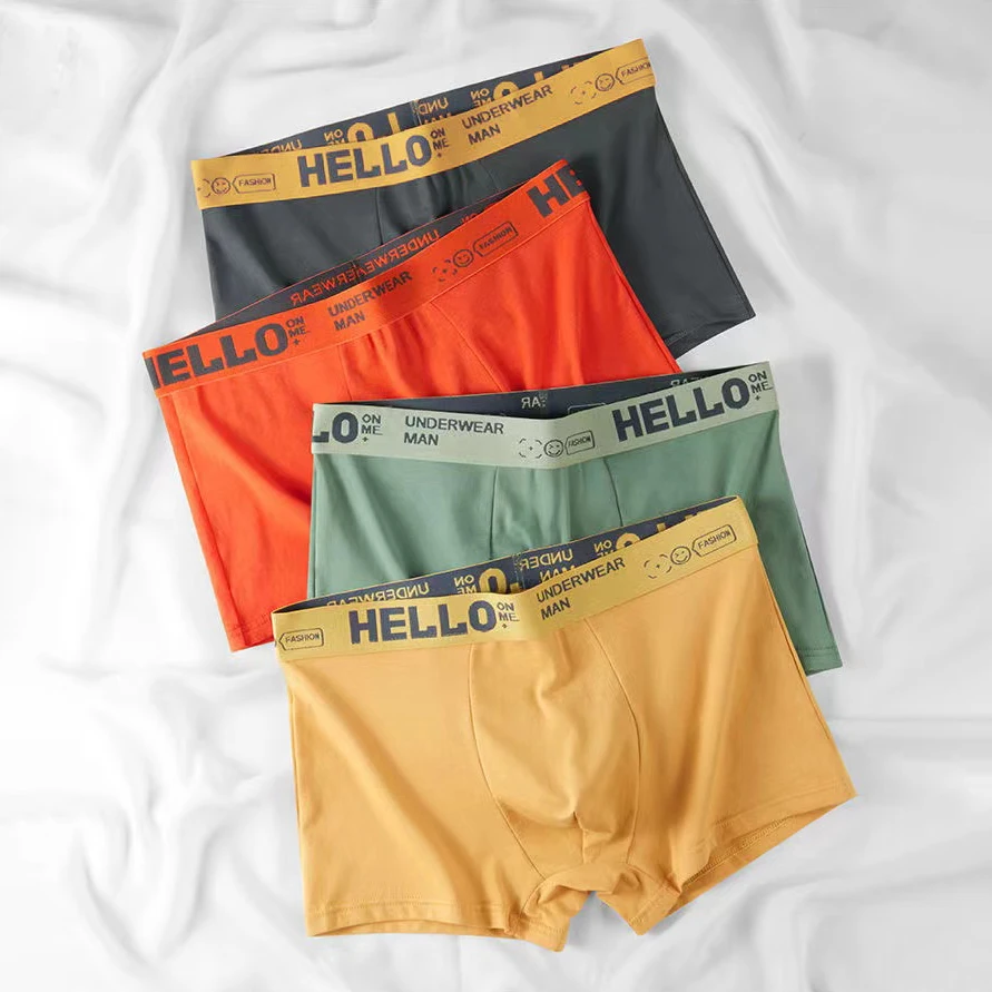 4 Stücke Boxershorts männer Unterwäsche Sexy Höschen Baumwolle Boxer Mann Unterhose Männliche Shorts Homme U Konvexen Dessous Kostenloser Versand