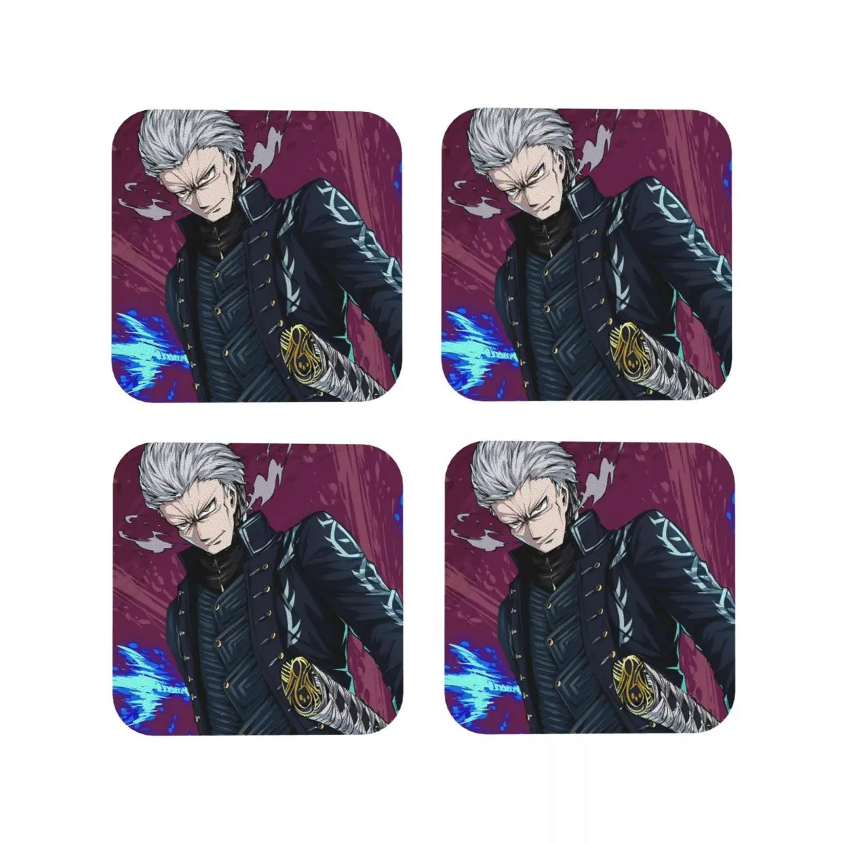 Vergil From The Devil May Cry Series Coasters Kitchen Placemats Insulation Cup Coffee Mats For Decor Tableware Pads Set of 4