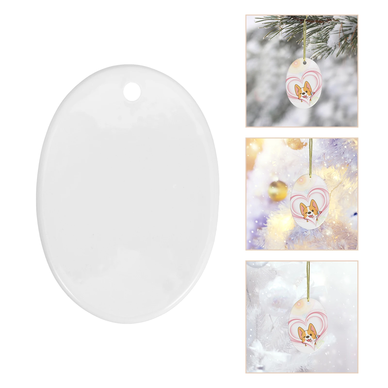 

Ceramic Hanging Disc Ornament Sturdy Heat Transfer Xmas Tree Pendant Blank Sublimation Decor DIY Christmas Home Wall Hanging