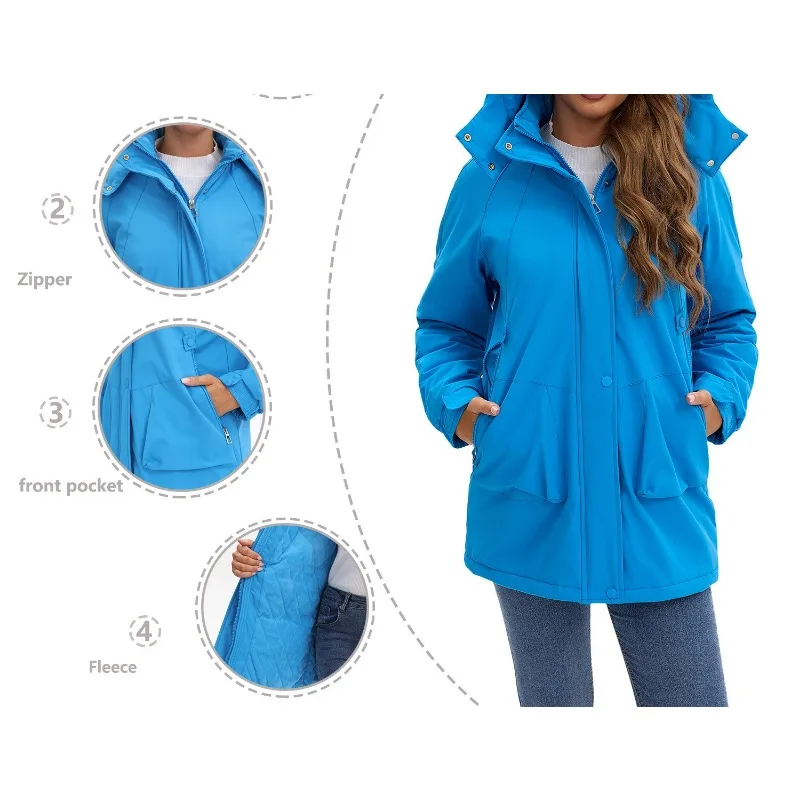 سترة نسائية كاجوال مبطنة بالقطن قابلة للفصل لتسلق الجبال مقاومة للرياح سترة واقية دافئة للخريف والشتاء للأنشطة الخارجية #2