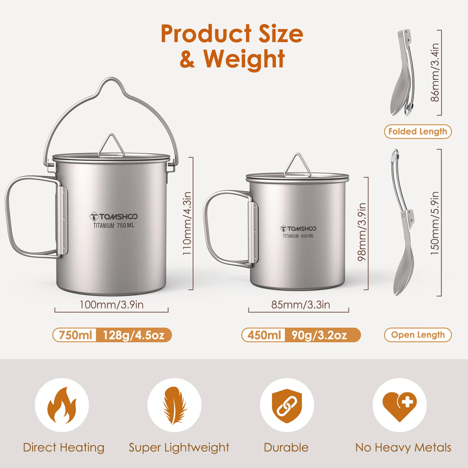 TOMSHOO Ultralight 750ml Titan - đánh giá và giá Camping Cooking Pot With Lid