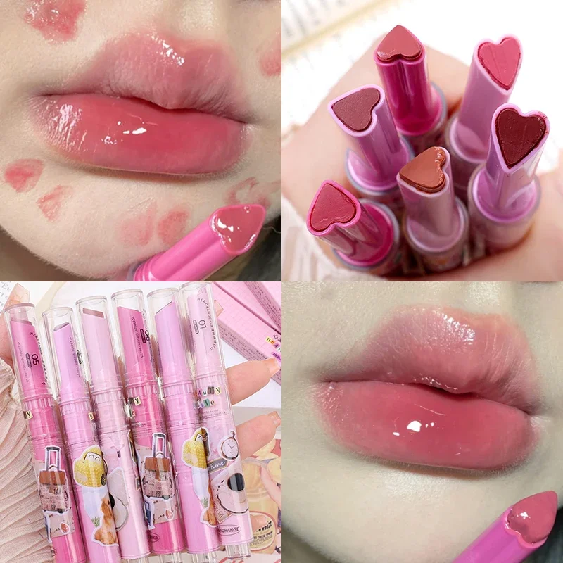 Waterproof Jelly Lipstick Pen Moisturising Mirror Water Heart-shaped Lip Gloss Lasting Non-stick Cup Lipsticks Makeup Cosmetics