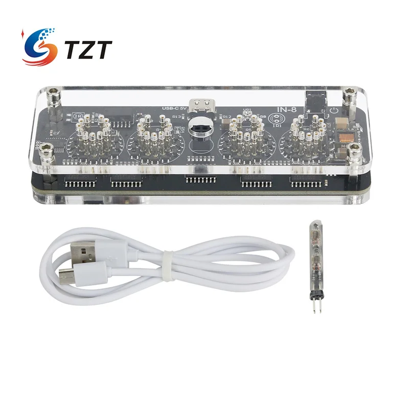 

TZT IN-8 4-Digit Nixie Tube Clock Innovative Desktop Clock c/Advanced Version with LED Backlight Remote Control