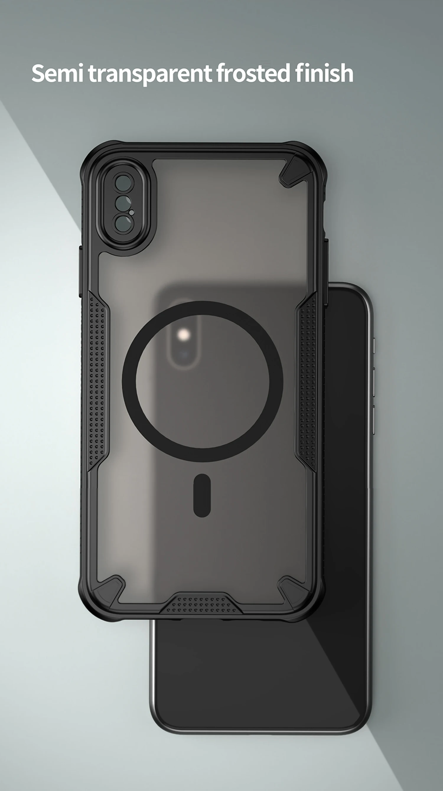 Magnetische, luxuriöse, matte, durchscheinende, stoßfeste Handyhülle für iPhone XsMax X XS XR für kabelloses Magsafe-Ladecover – Detail 4
